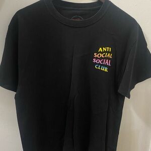Anti Social Social Club Black Tee with Colorful Logo